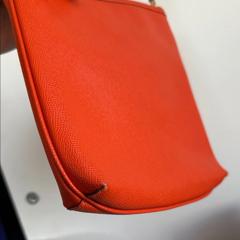 Coach Orange Pebble Leather Crossbody Bag With Front Pocket